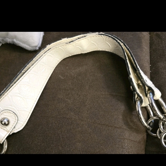 GUESS Y2K Cream Croc Embossed Buckle Satchel Shoulder Bag #9637 Studded Vintage - Picture 6 of 16